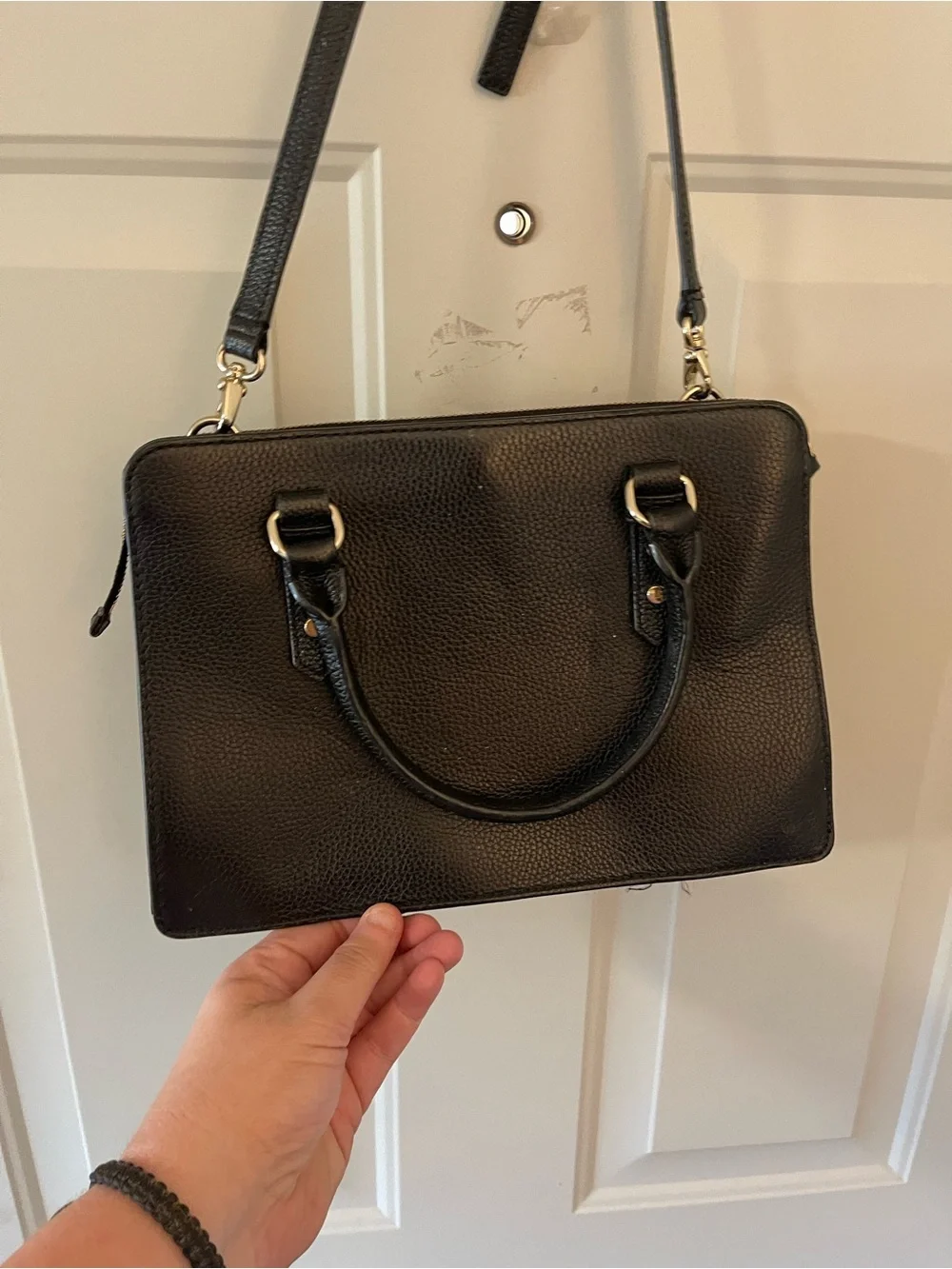 Kate Spade Mulberry Street Lise Black Pebbled Leather Satchel Handbag Purse